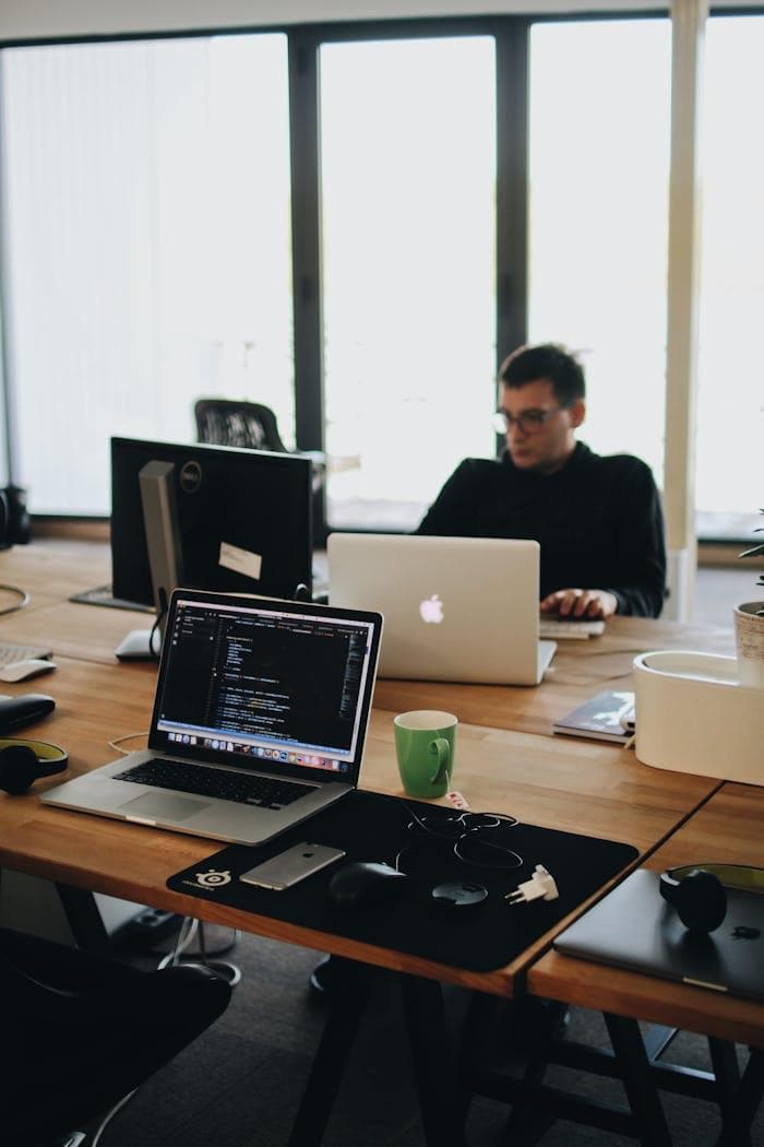 MacBook and workspace
